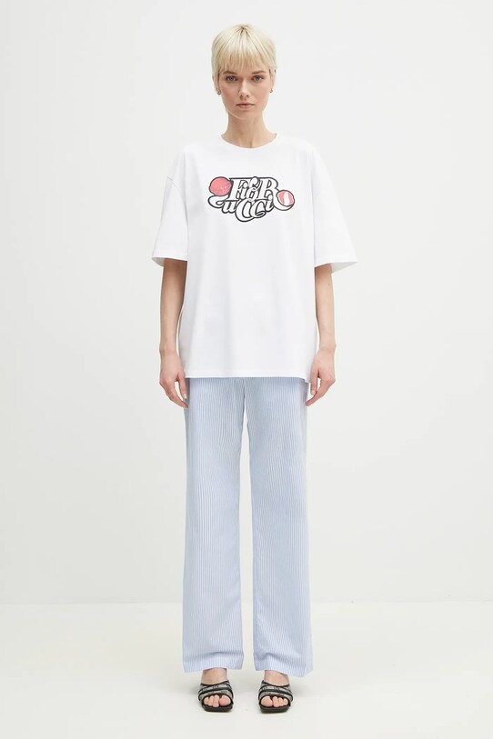 Bavlnené tričko Fiorucci Curly Lollipop Logo Boxy Fit T-Shirt U02SPTSH103CJ01WH10 biela