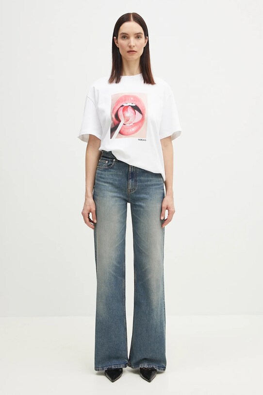 Bavlnené tričko Fiorucci Lollipop Mouth Print Boxy T-Shirt U02SPTSH103CJ01WH09 biela