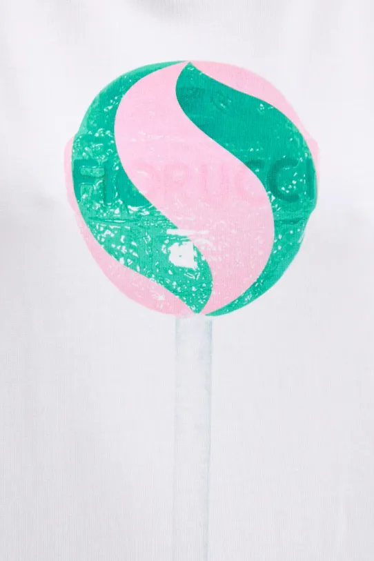 Fiorucci t-shirt in cotone Big Lollipop Print Boxy T-Shirt U02SPTSH103CJ01WH04 bianco