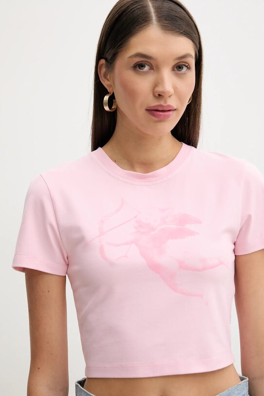 Bavlnené tričko Fiorucci Cupid Print Cropped T-Shirt ružová W02SPTSH094CJ03PN02