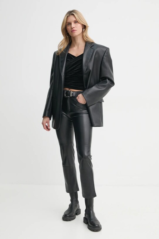 AllSaints bluzka welurowa DELTA W011PZ czarny SS25