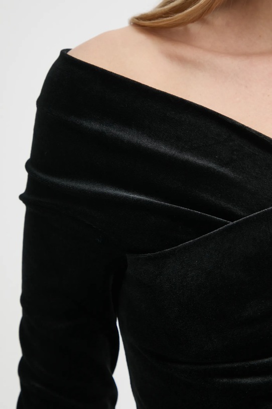 AllSaints bluzka welurowa DELTA W011PZ czarny