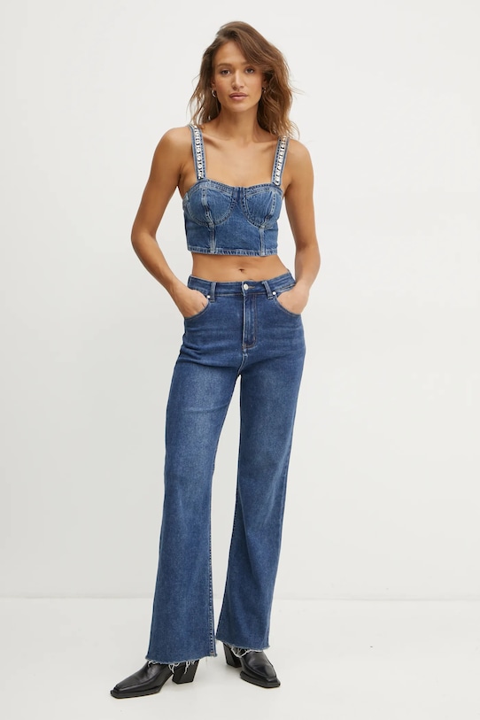 Džínsový top Guess KETY W5RH03.D5ACC modrá SS25