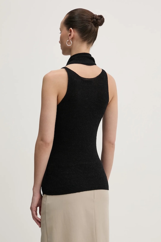 Heliot Emil bluzka z domieszką wełny czarny SS25.W.07.072.BLK01