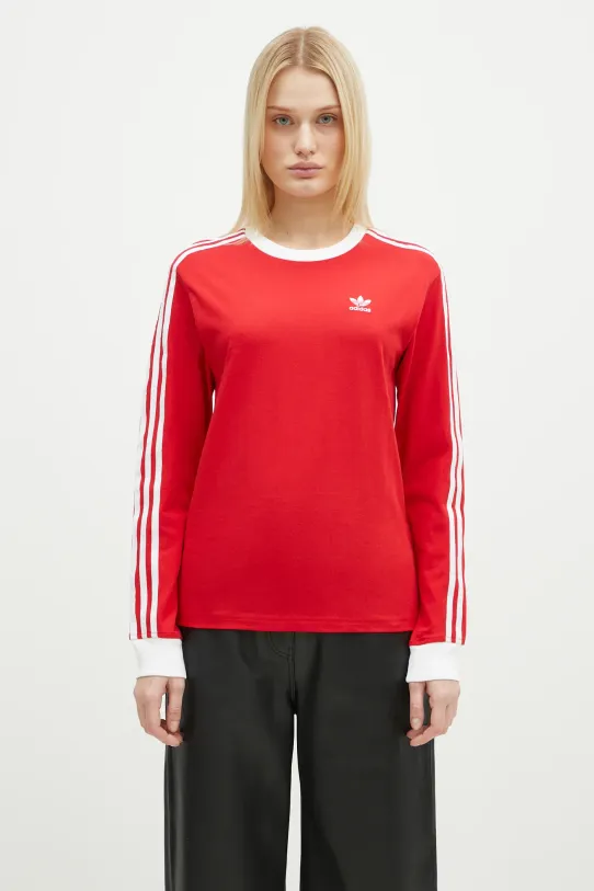 adidas Originals cotton longsleeve top Adicolor 3-Stripe Regular Longsleeve cotton red JC5777