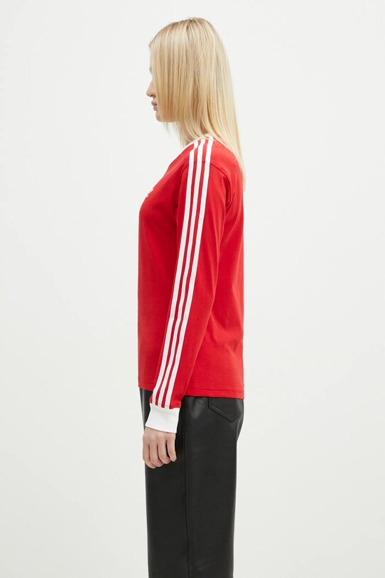 Хлопковый лонгслив adidas Originals Adicolor 3-Stripe Regular Longsleeve JC5777 красный SS25