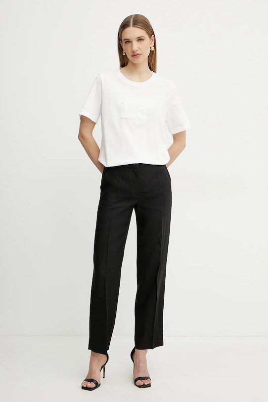 Luisa Spagnoli tricou din bumbac 542081 alb SS25