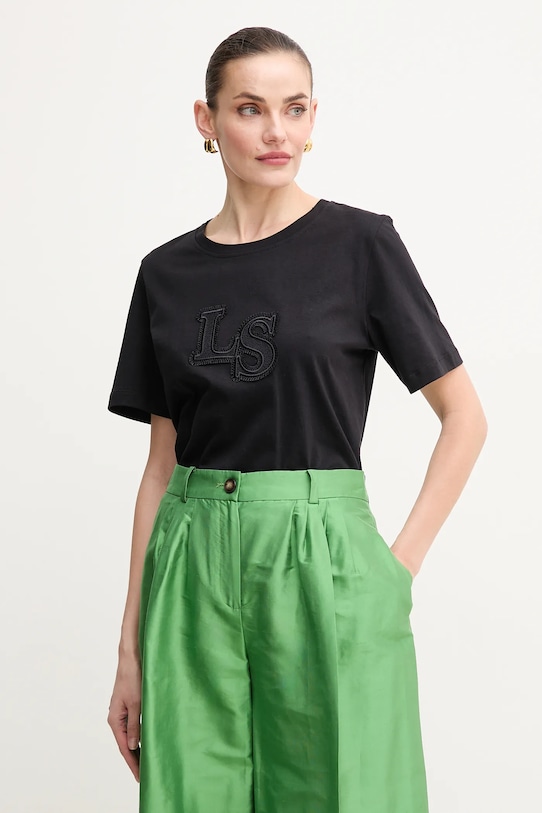 Luisa Spagnoli t-shirt bawełniany regular czarny 542081