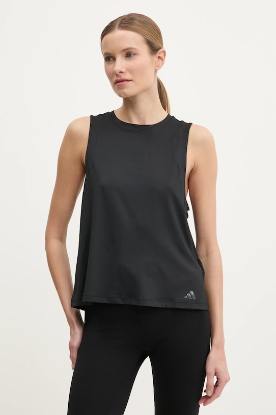 Top za jogu adidas Performance bez uzorka crna JL7795