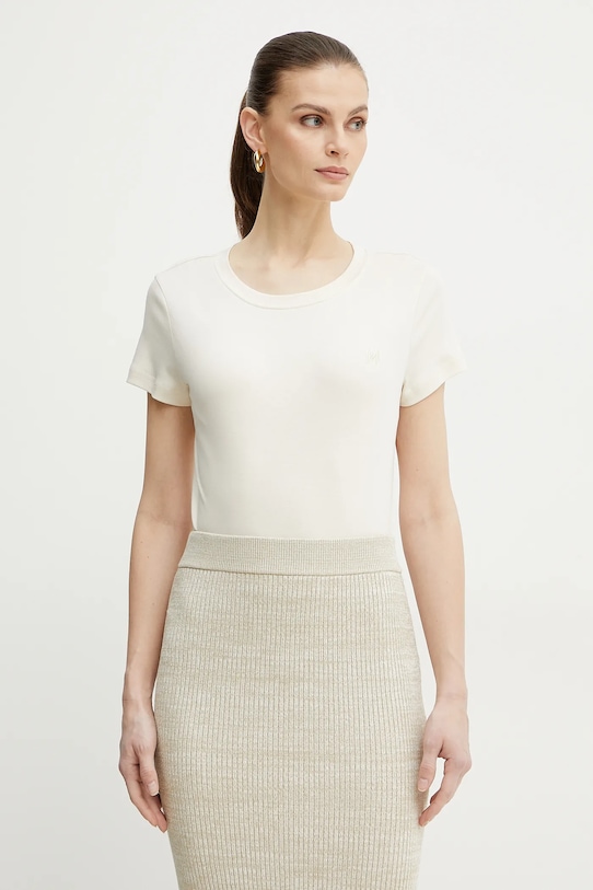 Bavlnené tričko Marella LANGUE jednofarebný krémová 2513971025