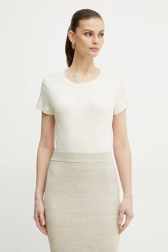 Marella tricou din bumbac LANGUE uni bej 2513971025