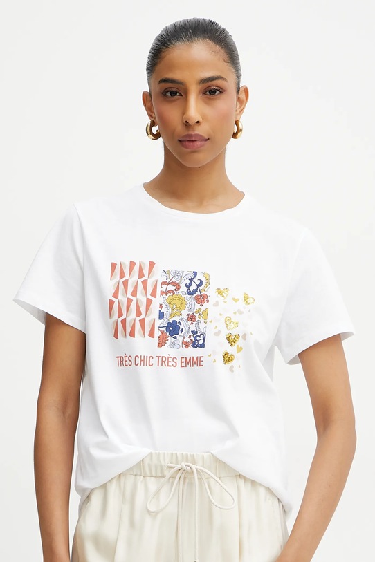 Marella tricou din bumbac Emme by Marella imprimeu alb 2515971071