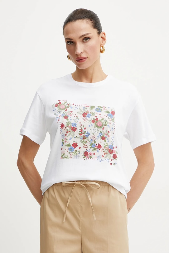 Marella t-shirt bawełniany Emme by Marella nadruk biały 2515971072