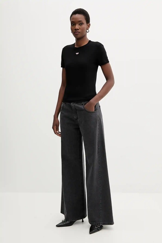 Diesel t-shirt bawełniany T-UNCUTIE-LONG-D T-SHIRT A14962.0GRAI czarny AW25