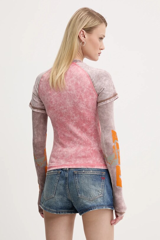 Oblečenie Bavlnené tričko s dlhým rukávom Diesel T-IRONICA T-SHIRT A16635.0SLBB ružová