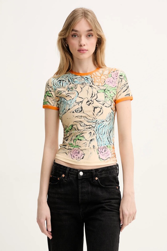 Tričko Diesel T-UNCUTIE-LONG-Q2 T-SHIRT slim béžová A16636.0KNAU