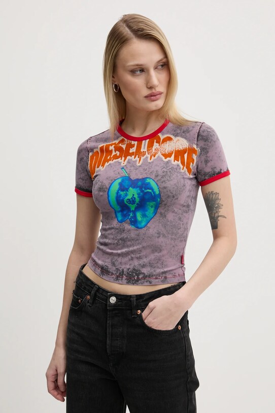 Tričko Diesel T-UNCUTIES-SHORT-Q1 T-SHIRT ružová A16825.0JQAU