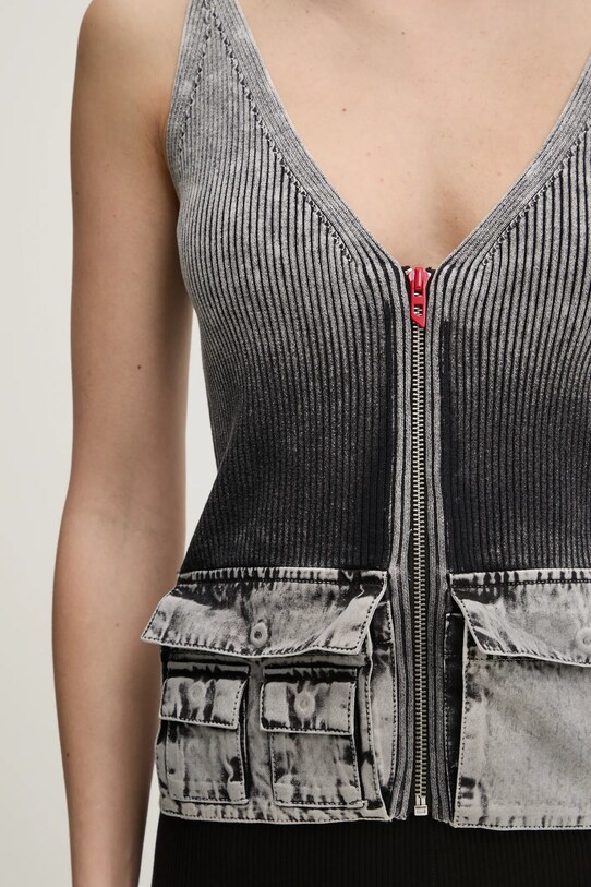 Bavlněná halenka Diesel M-MELLY KNITWEAR A16896.0QMAN šedá