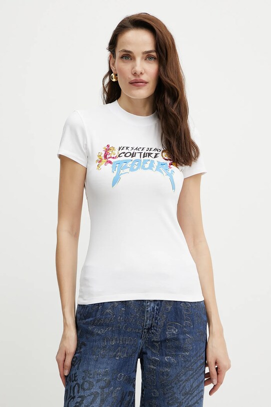 Versace Jeans Couture tricou imprimeu alb 78HAH606.J0035