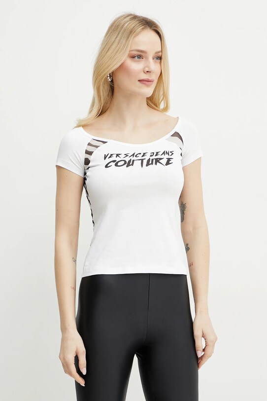 Versace Jeans Couture tricou print alb 78HAH6A8.J0020
