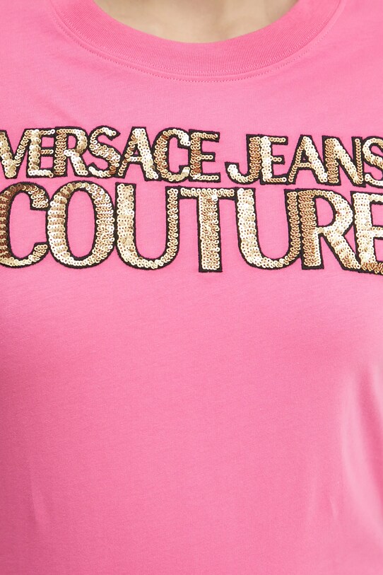 Бавовняна футболка Versace Jeans Couture 78HAHE02.CJ00E рожевий