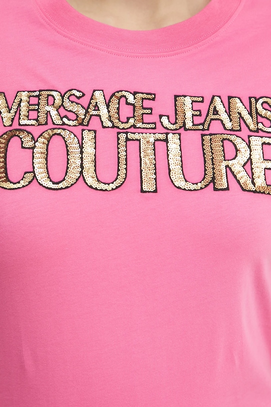 Bavlnené tričko Versace Jeans Couture 78HAHE02.CJ00E ružová