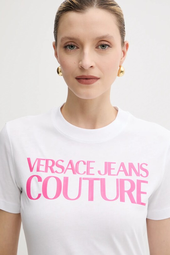 Versace Jeans Couture pamut póló fehér 78HAHE05.CJ00E