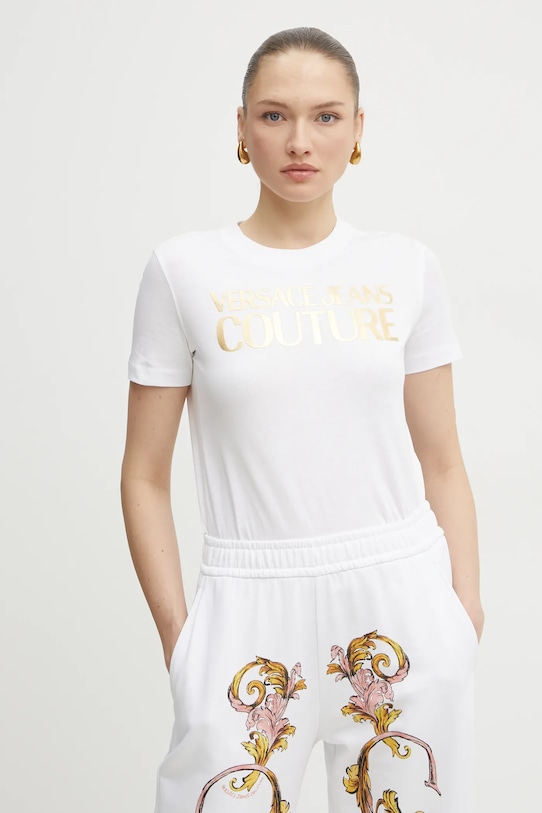 Хлопковая футболка Versace Jeans Couture хлопок белый 78HAHT01.CJ00T