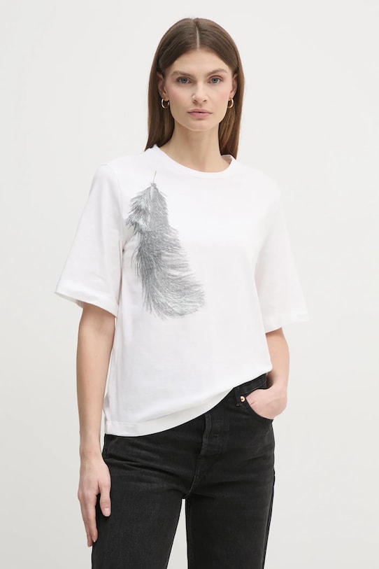 Bavlnené tričko Sisley relaxed béžová 3I1XL106R