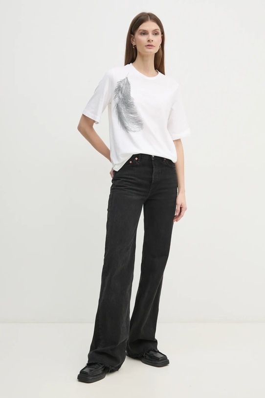 Sisley t-shirt bawełniany 3I1XL106R beżowy SS25