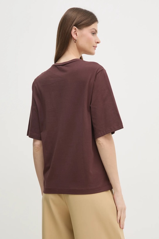 Bavlněné tričko Sisley 3I1XL106R hnědá SS25