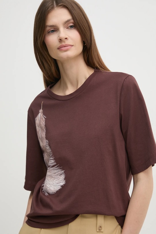 Oblečení Bavlněné tričko Sisley 3I1XL106R hnědá