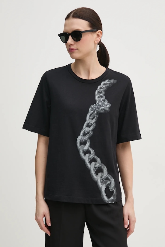 Sisley tricou din bumbac print negru 3I1XL106R