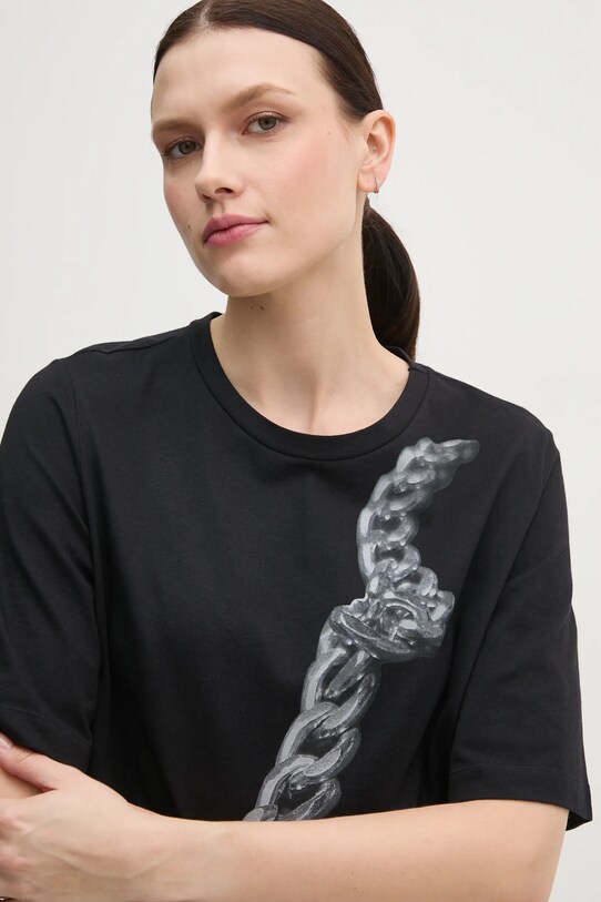 Хлопковая футболка Sisley чёрный 3I1XL106R