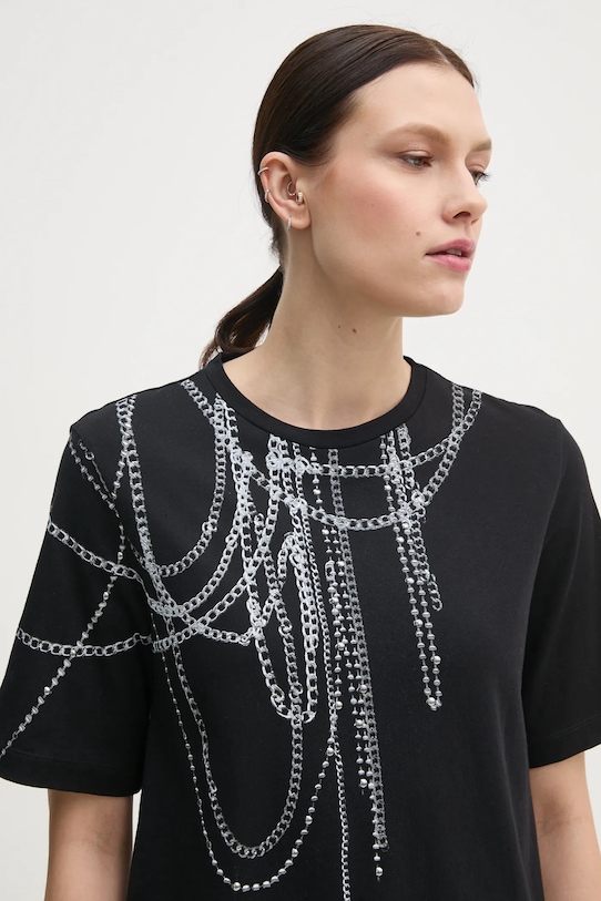 Sisley tricou din bumbac negru 3096L106T