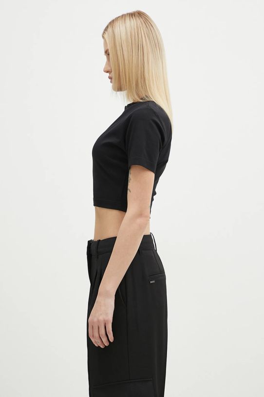 Футболка VETEMENTS Oval Logo Cropped Fitted WA66TR700BW чёрный SS25