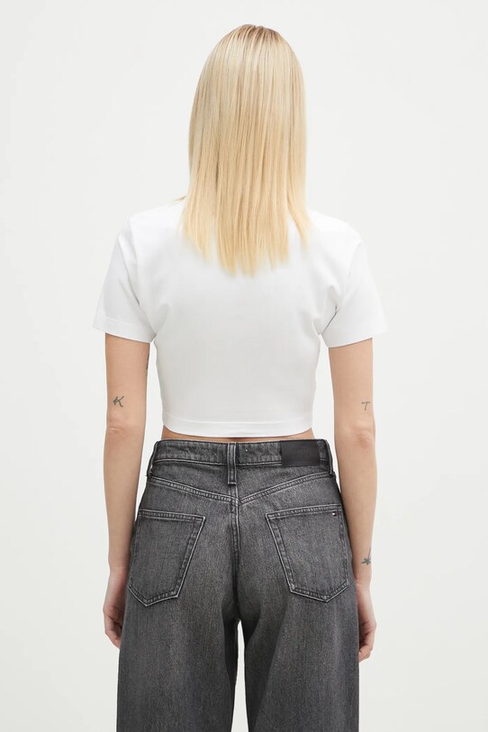 Odzież VETEMENTS t-shirt Oval Logo Cropped Fitted WA66TR700W biały