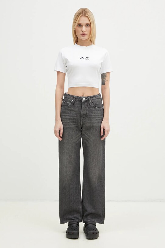 VETEMENTS t-shirt Oval Logo Cropped Fitted WA66TR700W biały