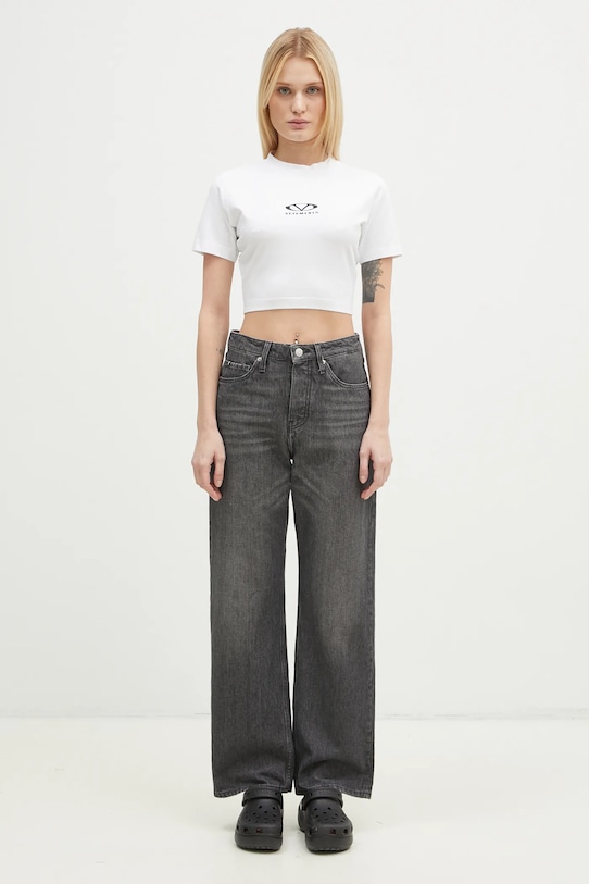 VETEMENTS t-shirt Oval Logo Cropped Fitted WA66TR700W biały