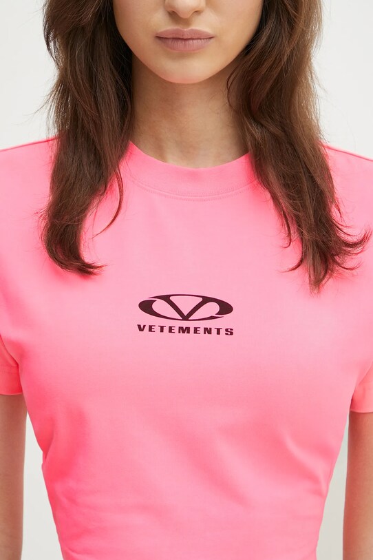 Футболка VETEMENTS Oval Logo Cropped Fitted рожевий WA66TR700H