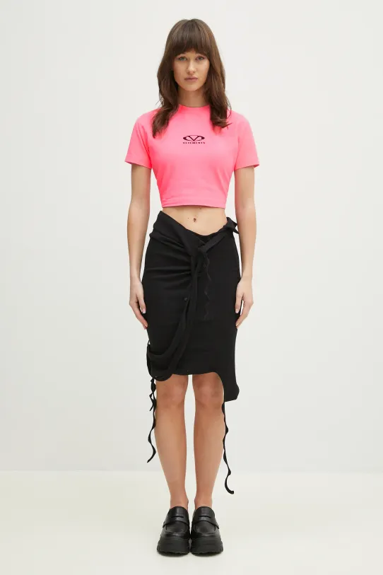 Majica kratkih rukava VETEMENTS Oval Logo Cropped Fitted WA66TR700H roza