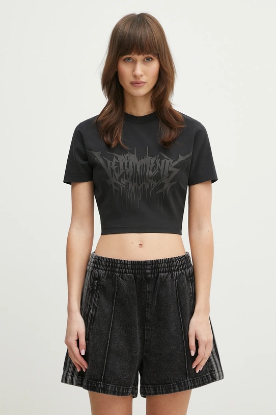 Tričko VETEMENTS Drip Metal Cropped Fitted slim čierna WA66TR730B
