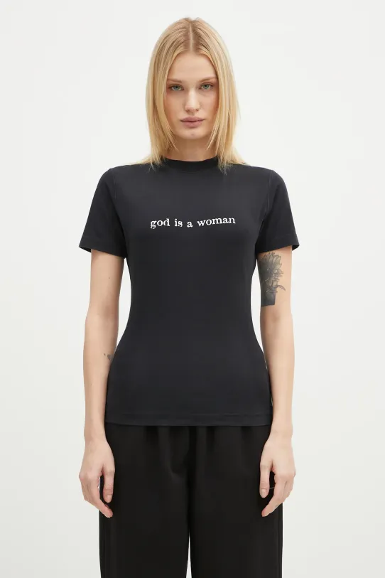 VETEMENTS cotton t-shirt God Is A Woman Fitted Hourglass slim black WA66TR620B