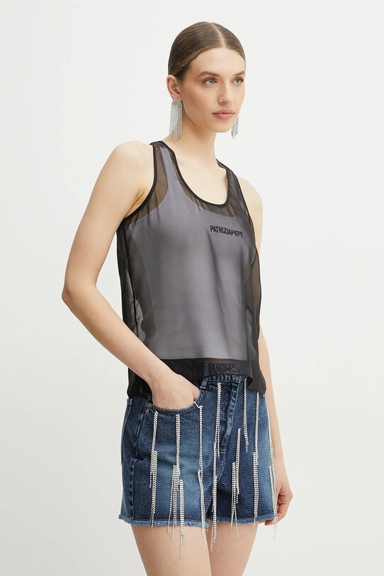 Patrizia Pepe top aplikacja czarny 2C1613.A580