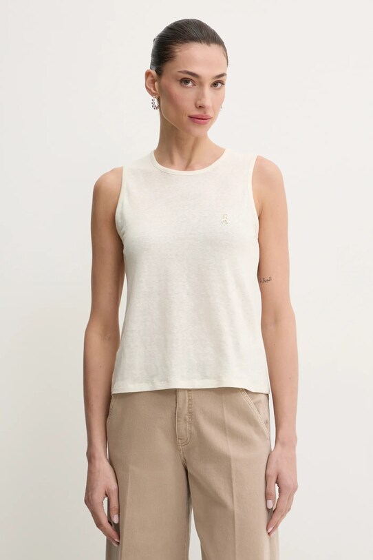 Patrizia Pepe top di lino semplice beige 2M4458.J291