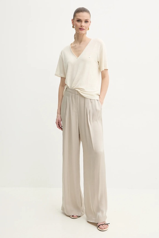 Patrizia Pepe t-shirt lniany 2M4459.J291 beżowy SS25