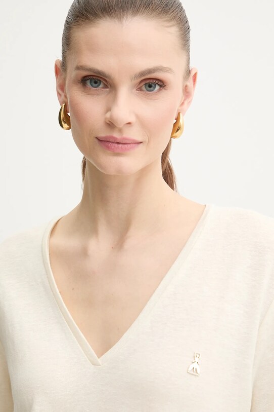 Льняна футболка Patrizia Pepe бежевий 2M4459.J291