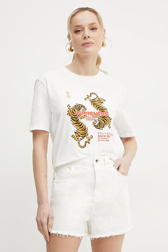 Patrizia Pepe t-shirt bawełniany nadruk biały 2M4464.J297