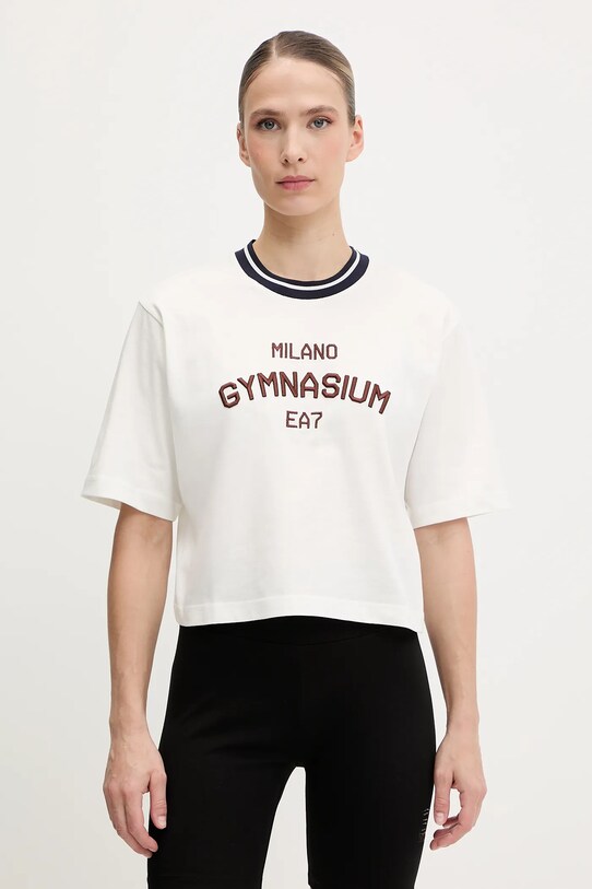 EA7 Emporio Armani tricou din bumbac imprimeu alb AF13243.7W000148