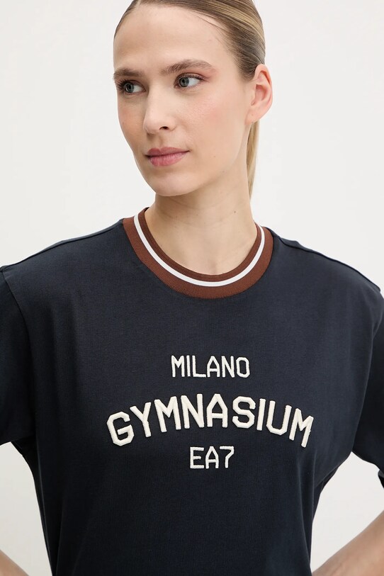 Памучна тениска EA7 Emporio Armani тъмносин AF13243.7W000148